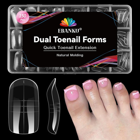 EBANKU Toe Dual Forms for Poly Gel, 150PCS French Nail Forms for Toes, Clear Poly Gel Toenails Molds for DIY Pedi Toenail Extension Kit for Salon-Quality Manicures at Home, 15 Sizes-BrightBean Baby