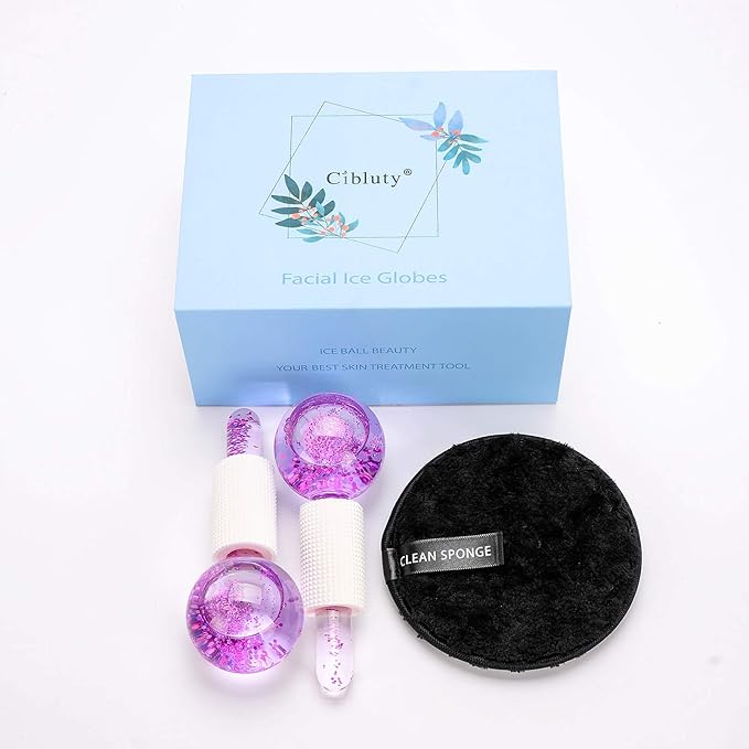 ICE Beauty Balls for Facial, 2PCS Purple Facial Roller for Cold Facial Massage Face Roller Balls with Anti-Freeze Liquid to Reduce Puffiness, Pores, Wrinkles…-BrightBean Baby