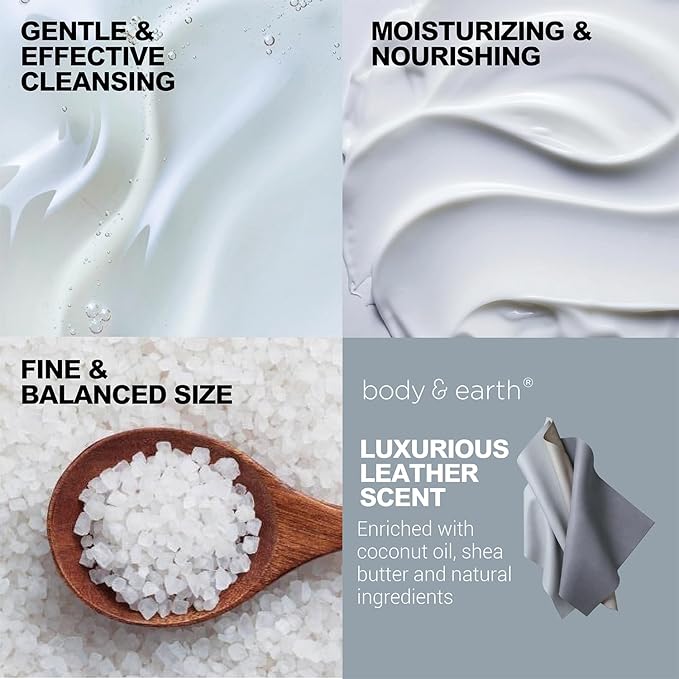 Gift Baskets for Men Body Wash Set Body & Earth Leathers Mens Bath Set with Body Lotion, Face Wash, Shower Gel, Bubble Bath, Loofah & More, Birthday Gifts for Men,regalos para hombre,Christmas Gifts-BrightBean Baby