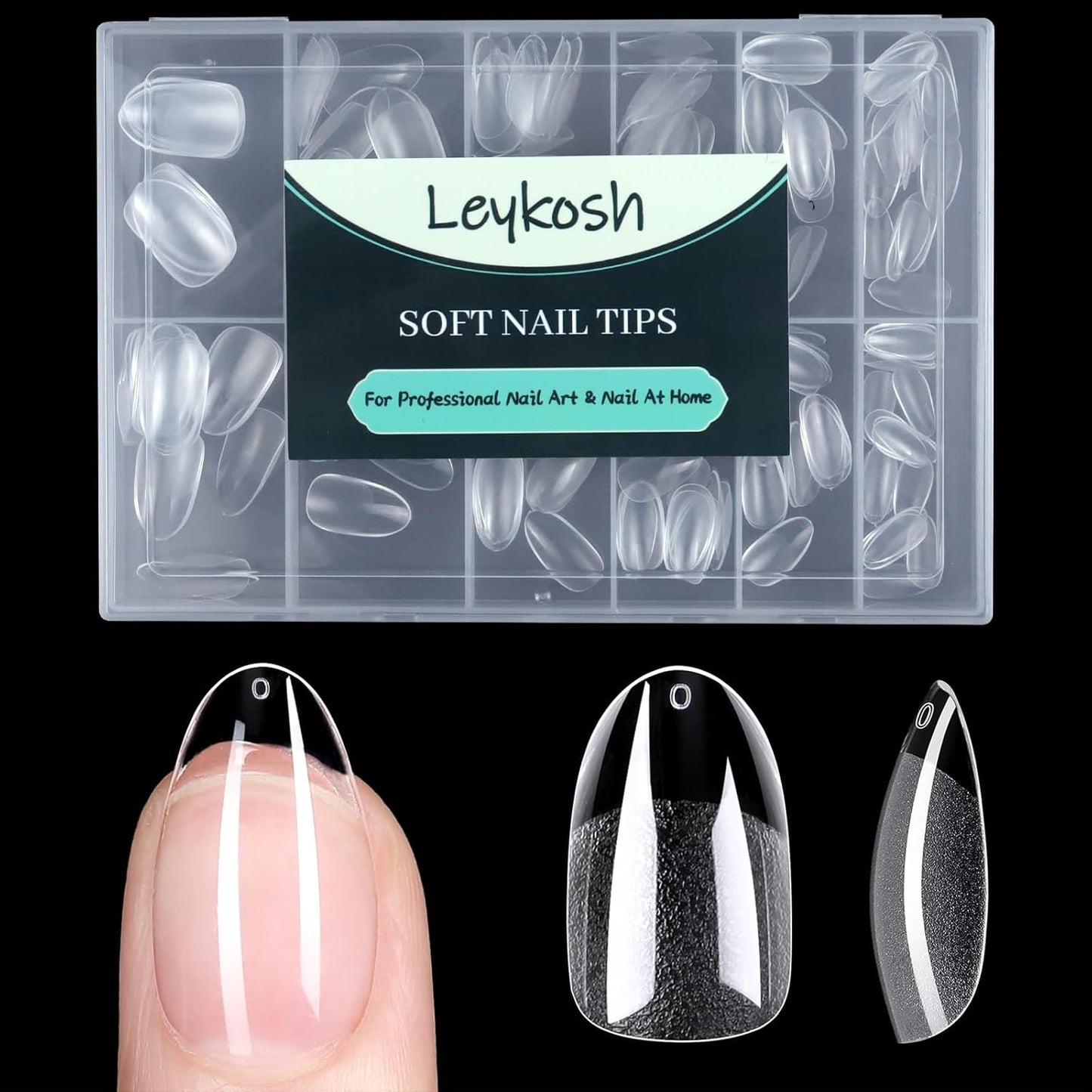 Medium Round Oval Nail Tips, 216pcs Acrylic Fake Nails Gel Nail Tips Soft, Full Cover Pre-Shaped Matte Clear Press on Nails for Extension, Diy at Home Manicure 12 Sizes-BrightBean Baby