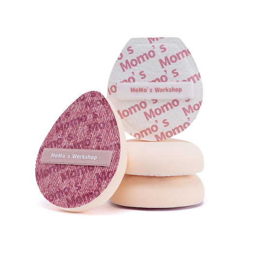 Pink Denim Makeup Sponges,Super Soft Blenders Sponge for Liquid Foundation Sponge,Large&Soft Yet Bouncy Rubycell,Egg&Flat Edge shape for Dry/Combination Skin,Travel Friendly,2pcs &Storage Case-BrightBean Baby