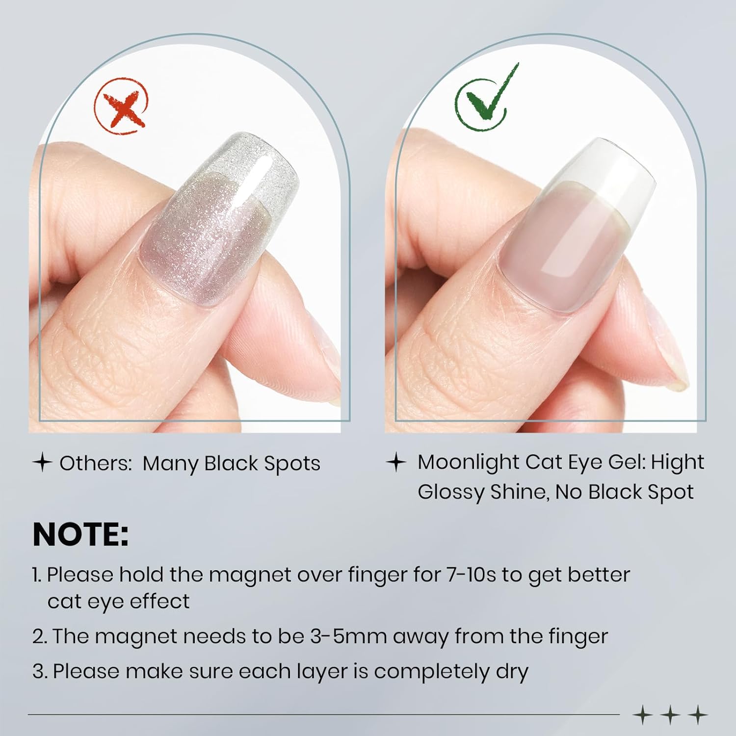Moonlight Cat Eye Gel Nail Polish 10ml Silk Magnetic Nail Polish Glass Cateye Gel Polish with Magnetic Stick Soak Off UV LED Nail Lamp Nail Art Manicure Salon Home DIY 001, Gray-BrightBean Baby