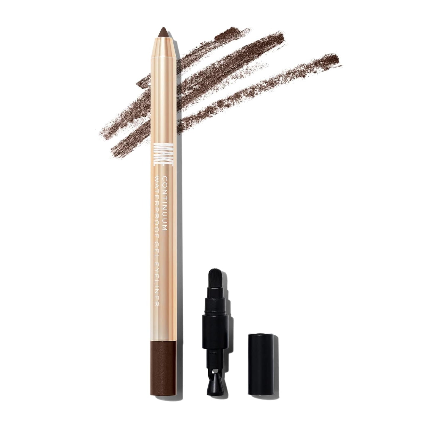 MAKE Beauty Continuum Waterproof Gel Eyeliner Pencil. Creamy, Pigmented Multi-Use, including Waterline with Built-in Sharpener and Blending Brush. Smudge-Proof Makeup. Shade - Nebula, Brown/Black-BrightBean Baby