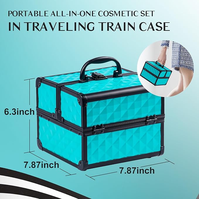 Color Nymph All In One Makeup Kit Comestics Gifts for Girls Teens, Travel Makeup Set 4 Trays Train Case for Beginner Includes Eyeshadow Highlighter Lipgloss Blush Concealer Brush Eyeliner Lipbalm-BrightBean Baby