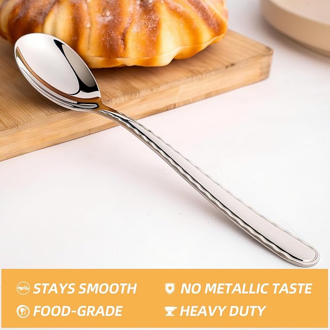 12 Pieces Heavy Duty Teaspoons Set,Tea Spoons Silverware,Food Grade Stainless Steel Dessert Spoons,Mirror Polished and Dishwasher Safe