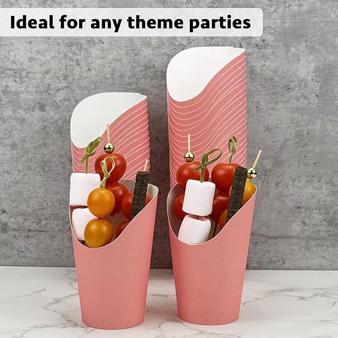 CAMKYDE 100 Pcs French Fries Holder, 12oz Disposable Paper French Fry Cups Pink Charcuterie Cups for all Occasions (12oz, Pink)