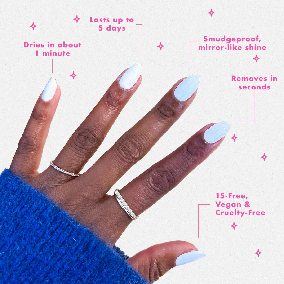 Olive & June Quick Dry Nail Polish | Instant, Fast-Drying, Smudgeproof Color | 15-free, Vegan, Cruelty-Free Formula | Lasts up to 5 Days | Salon-Quality Manicure, Pedicure at Home | Swan Opaque White-BrightBean Baby