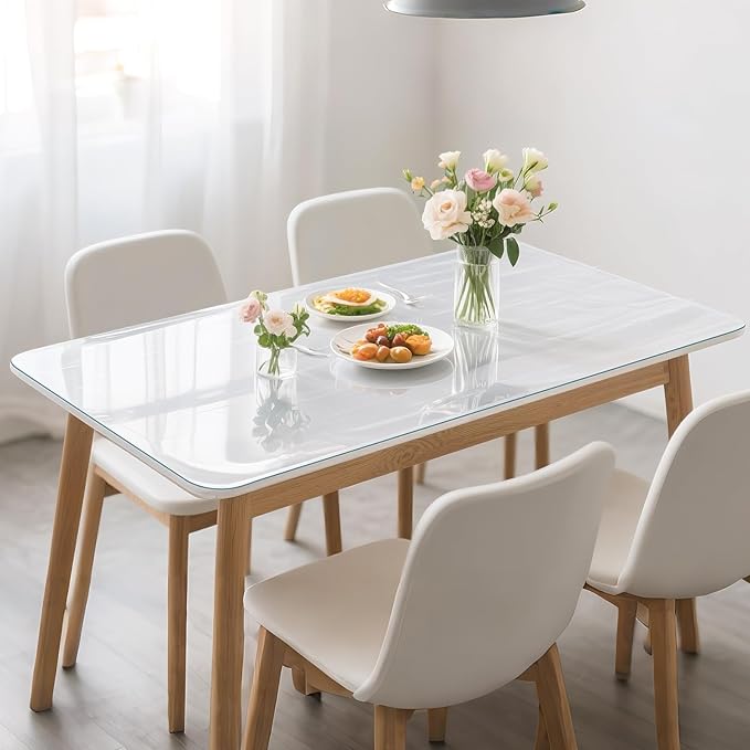 Clear Table Protector 40 x 60 Inch, 1.4mm Thick Waterproof PVC Plastic Table Cover, Durable Table Pad for Dining Room, Kitchen, Writing Desk, and Coffee Tables