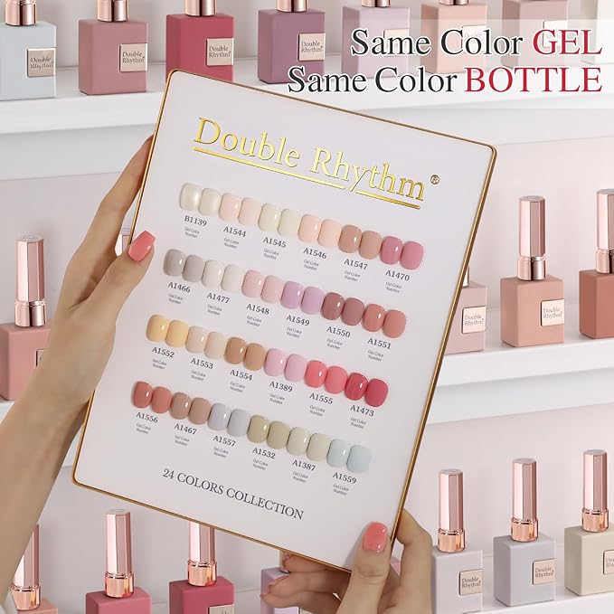Double Rhythm 28Pcs 0.5Oz Gel Nail Polish Set Same Color Same Bottle Soak Off Gel Polish Kit Nail Art Manicure Salon DIY at Home for Women (Nude Pink Collection-T24-3)-BrightBean Baby