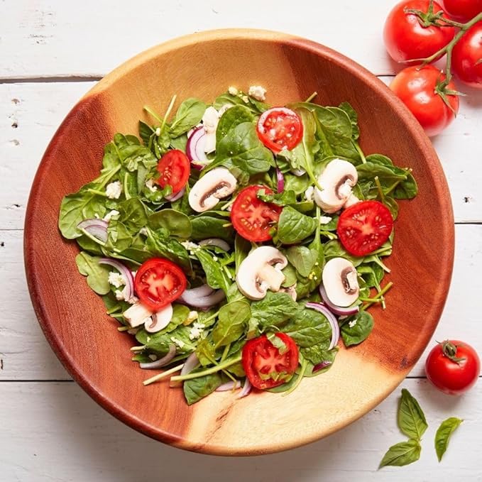 Dining & Entertaining, Wood Bowl, Serve Salad or Pasta, Countertop Fruit Bowl, Family Dinner, Party, Holidays, Thaksgiving, Handcarved, Rustic, Mahogany, Varies Beige to Brown, Medium 12" Wide