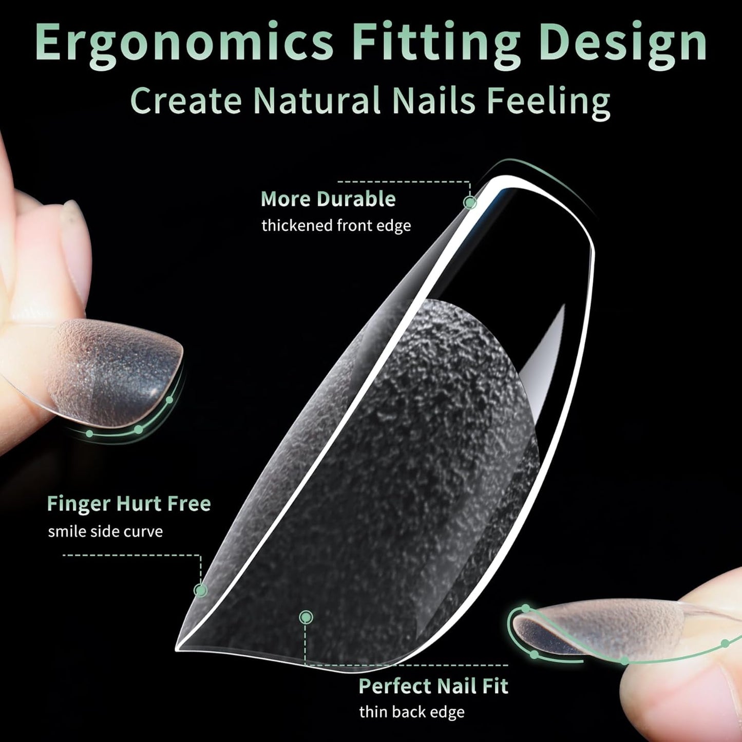 Long Square Nail Tips, 216pcs Acrylic Fake Nails Gel Nail Tips Soft, Full Cover Pre-Shaped Matte Clear Press on Nails for Extension, Diy at Home Manicure 10 Sizes-BrightBean Baby