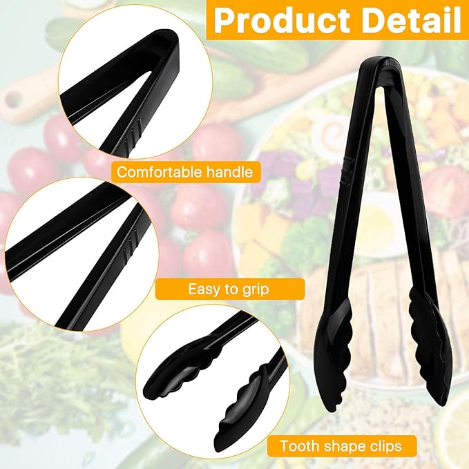 40Pcs Plastic Tongs for Serving Food, 9 Inch Plastic Serving Utensils Tongs, Heavy Duty Salad Tong, Disposable Tong for Food Kitchen Buffets BBQ Events Catering, Medium