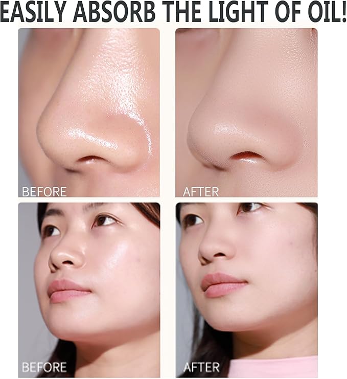 Natural Bamboo Charcoal Facial Oil Blotting Paper,100pcs Oil Blotting Sheets with Portable Mirror & Makeup Puff for Oily Face Skin,Oil Control Film Easy Take Out Handy Friendly Oil Absorbing Tissues-BrightBean Baby