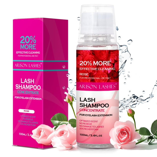 ARISON LASHES Lash Shampoo Concentrate for Lash Extensions 100ML Eyelash Cleanser Concentrate Oil-Free Eyelash Extension Shampoo with Salon Home Care(Rose)-BrightBean Baby