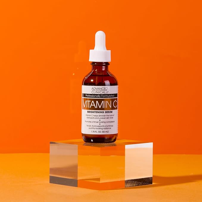 Advanced Clinicals Brightening Vitamin C Serum For Face With Glycolic Acid + Lactic Acid | Vitamin C Eye Serum Face Moisturizer For Improving Look Of Dark Spots & Uneven Complexion, 2-Pack-BrightBean Baby