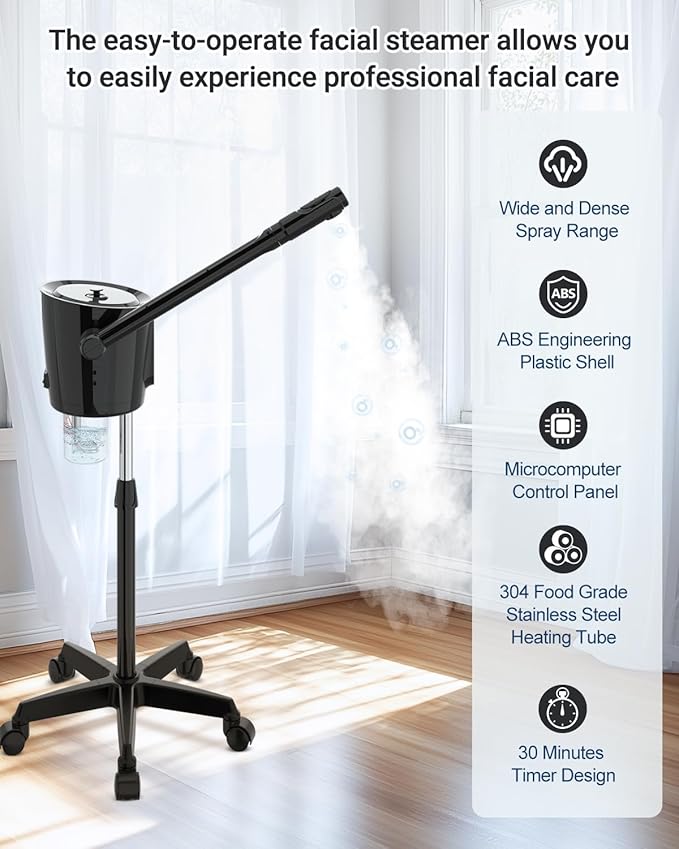 Kingsteam Professional Facial Steamer with Ozone - Ionic Nano Hot Mist Steamer with Large Capacity and 30-Min Timer for Estheticians, Beauty Salons, and Home Skin Care Use-BrightBean Baby