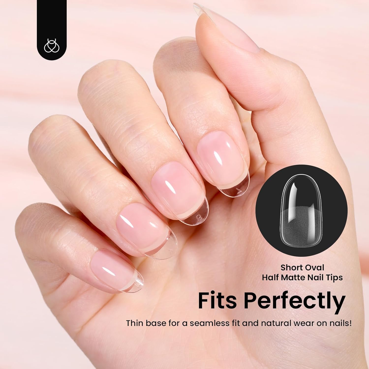 Beetles Gel Nail Tips Short Oval Fake Nails 288Pcs Pre-Shaped Half Matte Press on Nail Tips Full Cover False Nails Gifts for Girls Women Gelly Tips Home DIY Nail Extension-BrightBean Baby