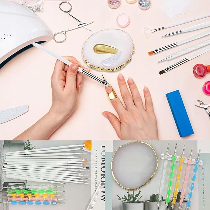 22 Pack Resin Art Palette, Makeup Mixing Palette, Gold Edge Nail Art Tool Gel Design Nail Art Makeup Mixing Tray DIY-BrightBean Baby