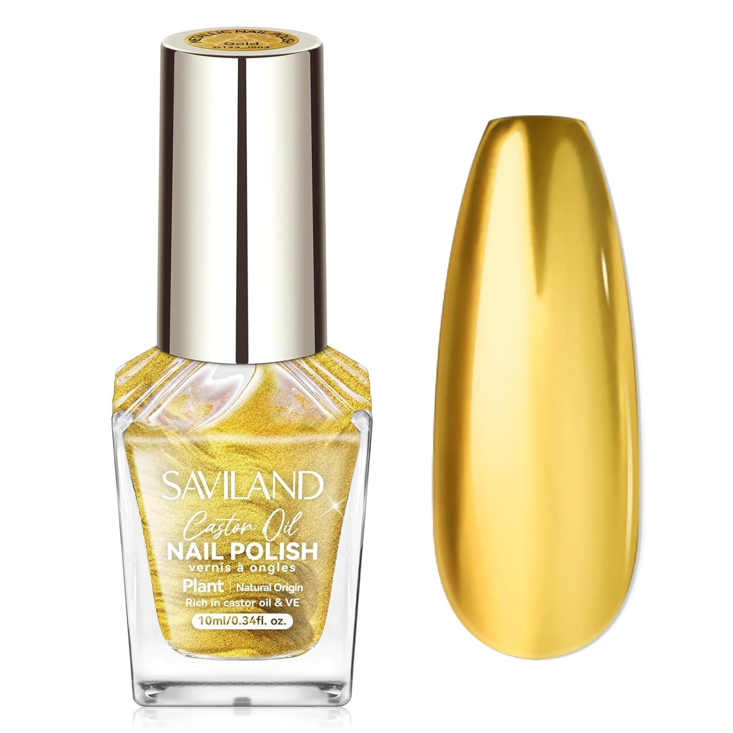 SAVILAND Gold Metallic Nail Polish: Chrome Nail Polish Air Quick Dry Nail Art Polish Bright and Shiny Fingernail Toenail Polish Bulk Nail Lacquer for Beginner DIY Manicure Art at Home Salon Women-BrightBean Baby