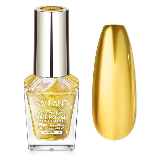SAVILAND Gold Metallic Nail Polish: Chrome Nail Polish Air Quick Dry Nail Art Polish Bright and Shiny Fingernail Toenail Polish Bulk Nail Lacquer for Beginner DIY Manicure Art at Home Salon Women-BrightBean Baby