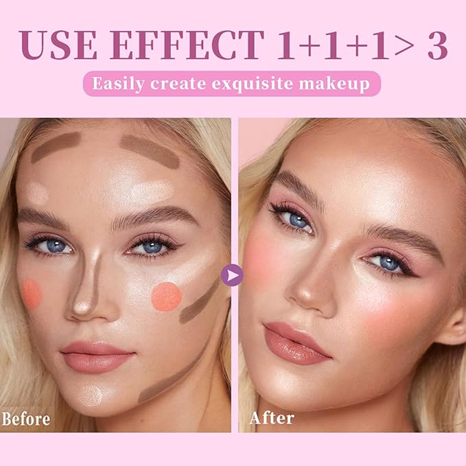 Soft Liquid Contour Stick, Liquid Face Bronzer Stick Built-in Sponge Tip, Cool Toned Liquid Contour for Women and Girl, Lightweight Blendable Cream Bronzer Stick Makeup,05 Bronzer-BrightBean Baby