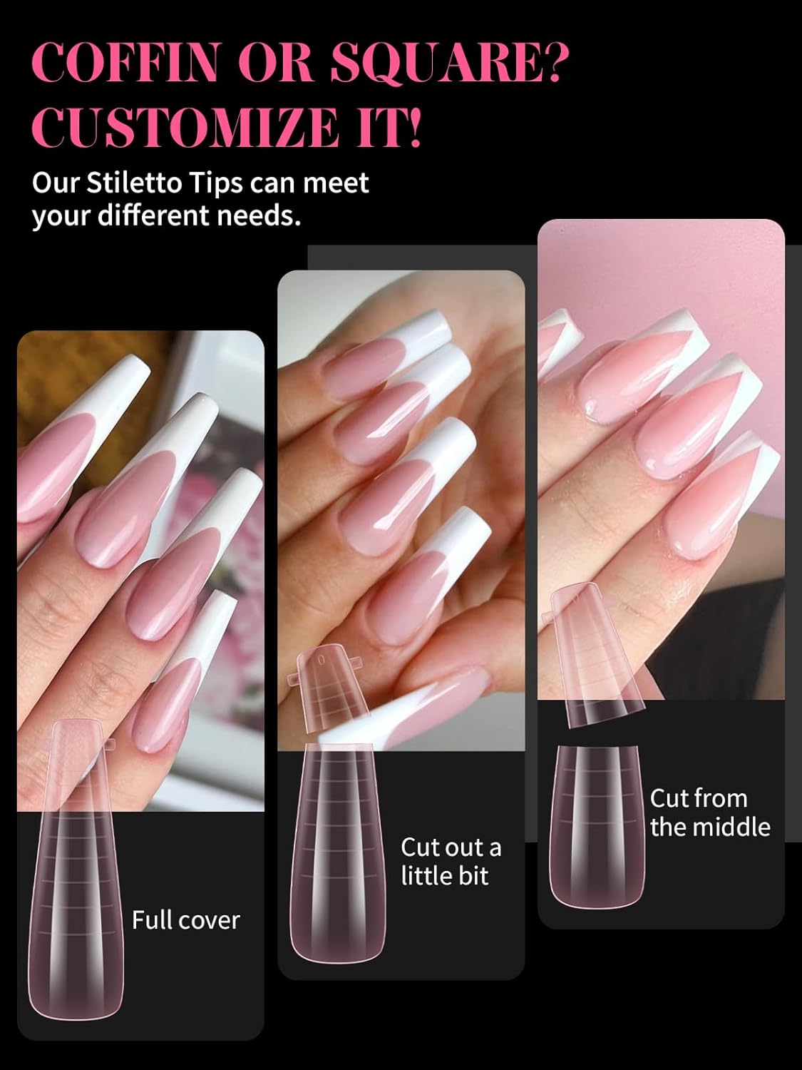 EBANKU Dual Nail Forms for Poly Extension Gel, 96 PCS Pink Nail Molds Reusable Nail Extension Forms for Builder Gel Manicure Design Salon DIY-12 Sizes-BrightBean Baby