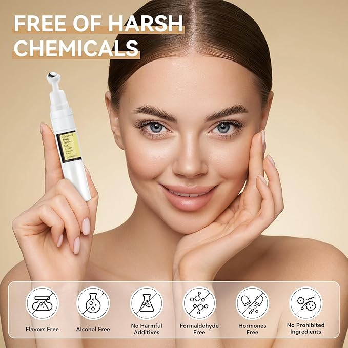 Snail Peptide Eye Cream, Snail Mucin Eye Cream Contains Niacinamide, Hyaluronic Acid To Reduce Wrinkles, Dark Circles, Puffiness and Fine Lines 17 ML-BrightBean Baby