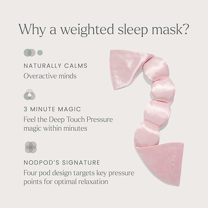 Nodpod Gentle Pressure Silk Sleep Mask | Patented Light Blocking Design for Sleeping, Travel & Relaxation | Bead Filled, Machine Washable (Petal)-BrightBean Baby