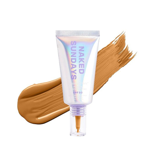Naked Sundays BeautyScreen™ SPF 50 Mineral Peptide Foundation Tint – 2-in-1 Skin Tint & Mineral Sunscreen | Radiant, Buildable Coverage, Acne-Safe, Infused with Peptides (5 Tan Honey, 1.01 oz)-BrightBean Baby