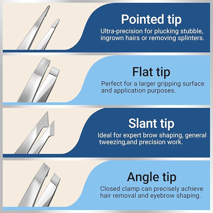 TsMADDTs Tweezers for Women Facial Hair, 8 in 1 Eyebrow Kit with Tweezers, Scissors, Razor, Brush with Travel Bag, Eyebrow Shaping Kit-BrightBean Baby