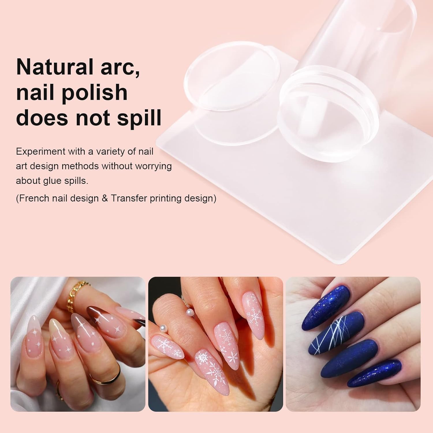 8PCS Nail Art Stamper Clear Silicone Nails Stamping Jelly with Scraper Transparent Visible Body DIY Manicure Nail Art Tool O-BrightBean Baby