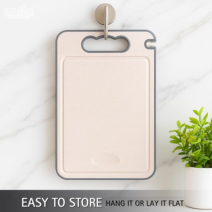 304 Stainless Steel Cutting Board – Double-Sided Kitchen Chopping Board with Wheat Straw PP, Built-in Knife Sharpener, Juice Grooves, Garlic & Ginger Grater, Handle – 14.37 x 9.84 in