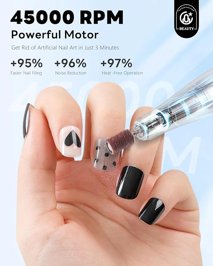 CozyZen Cordless Nail Drill Professional: 45000 RPM Rechargeable Electric Nail File Kit, Portable & Low Noise for Acrylic, Gel Nails, Manicure & Pedicure - Salon & Home Use-BrightBean Baby