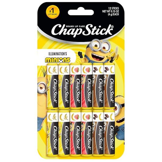 ChapStick Lip Balm, Minions Banana Variety Packs (12 Sticks), Party Favors for Kids, 0.15 Oz Ea-BrightBean Baby