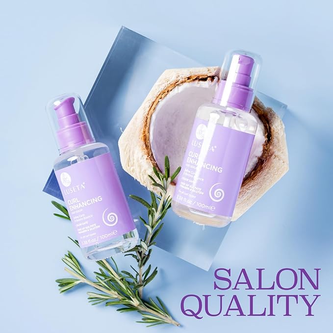 Luseta Curl Enhancing Hair Oil Define Curl & Restore Bounce Anti-frizzing and Smoothing for Curly Hair Type 3.38oz-BrightBean Baby