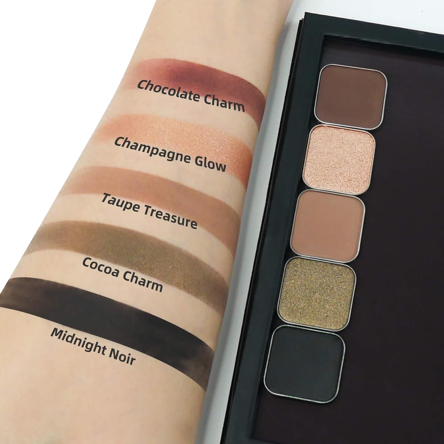 Magnetic Single Matte Eyeshadow with Metal Pan, Eyeliner Powder for Cat Eye Smoky Makeup, Eyeshadow Refill, Black Pan, for DIY Empty Magnetic Palette (Midnight Noir)-BrightBean Baby