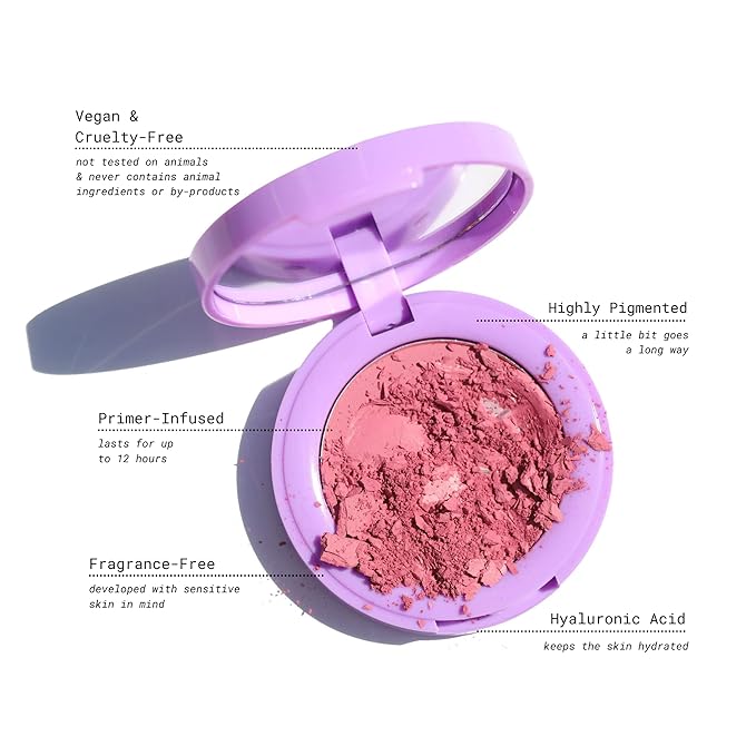 Half Caked In Bloom Powder Blush | vegan & cruelty-free, fragrance-free, highly pigmented, primer-infused | 3.8g (Liv On Sunday)-BrightBean Baby