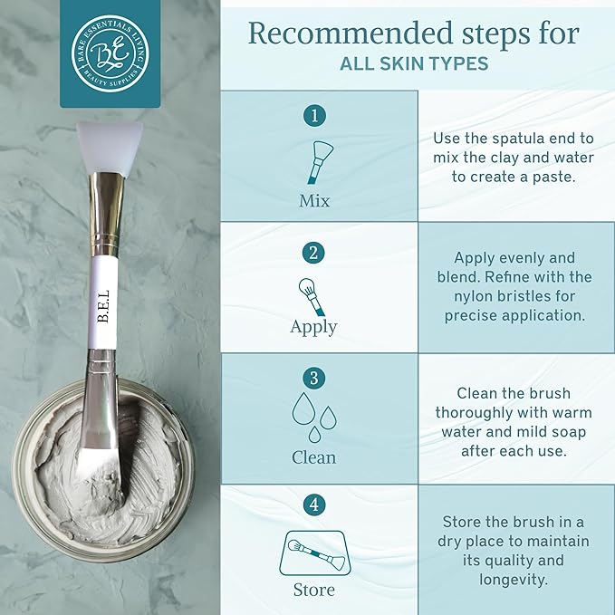Bare Essentials Living Clay Face Mask Brush (2 Pack, White) Dual Soft Silicone Face Mask Applicator Brush Tool, Great Facial Essentials, Moisturizer Applicator & Skincare Brush for Facials-BrightBean Baby