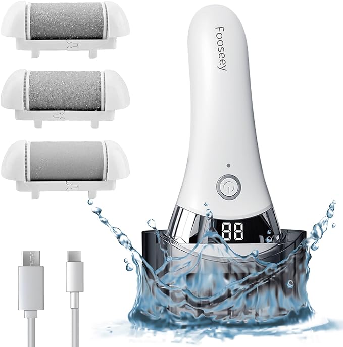 Upgraded Electric Foot Callues Remover, Portable Electric Foot Files with 3 Heads, Rechargeable Feet File for Foot Care, Waterproof Deadskin Remover, Pedicure Tool for Dry and Crack Feet-BrightBean Baby