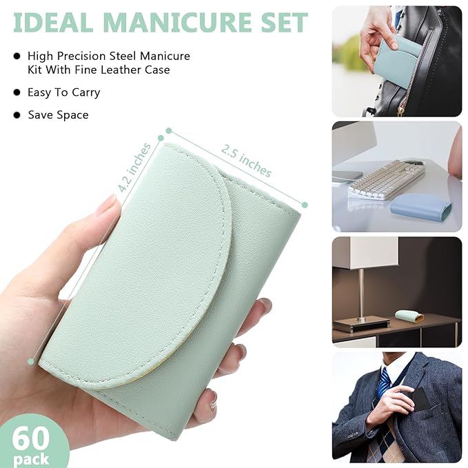 60 Sets Travel Manicure Set Nail Clippers Bulk Pedicure Kit 7 in 1 Stainless Steel Professional Nail Set Grooming Kits Nail Care Tools for Women Men(Bright Color)-BrightBean Baby