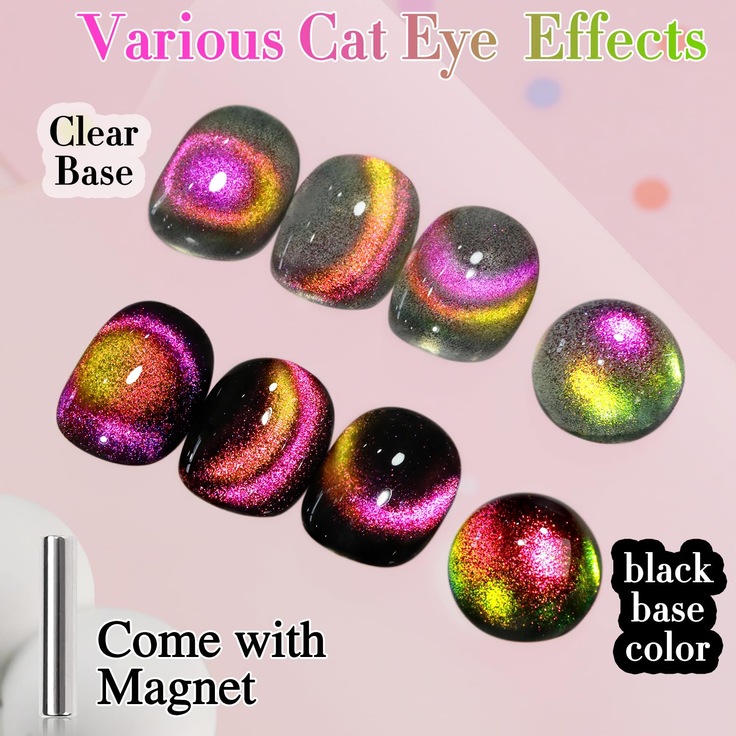Double Rhythm Cat Eye Gel Polish with Magnet 15ML Holographic Glitter Shimmer Translucent Sheer Color Glass Magnetic Gel Polish Salon DIY at Home (Orange Pink-MC1051)-BrightBean Baby