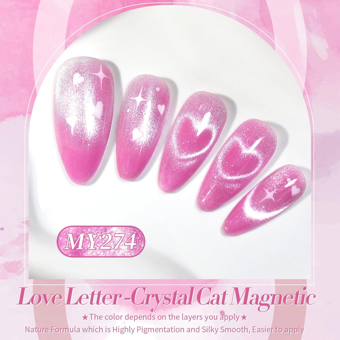Born Pretty Cat Magnetic Eye Gel Nail Polish,Pink Glitter Cat Magnetic Gel Nail Polish Love Letter Magnetic Nail Polish for Nail Art Manicure Salon DIY at Home 15ML-BrightBean Baby