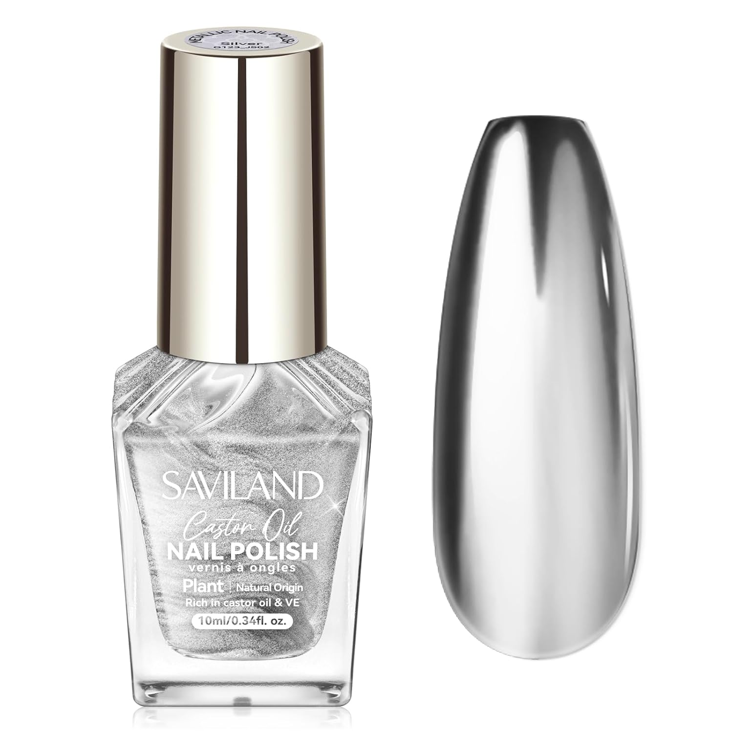 SAVILAND Silver Metallic Nail Polish: Chrome Nail Polish Air Quick Dry,10 ml Regular Fingernail Polish for Nail Art,Holographic Nail Art Polish for Finger Toe Manicure Nail Design Girls Home Salon-BrightBean Baby