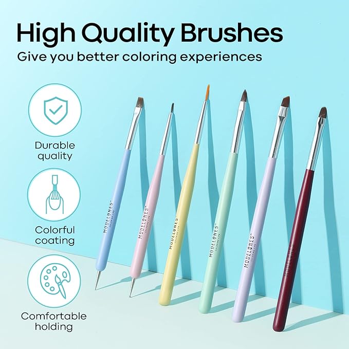 Modelones Nail Art Brushes Set, Nail Brush kit Gel Polish, Extension Gel, Liner, Carving, Apex Building, Dotting Pens Professional Tools for Drawing Painting 3D Design Salon & DIY Use-BrightBean Baby