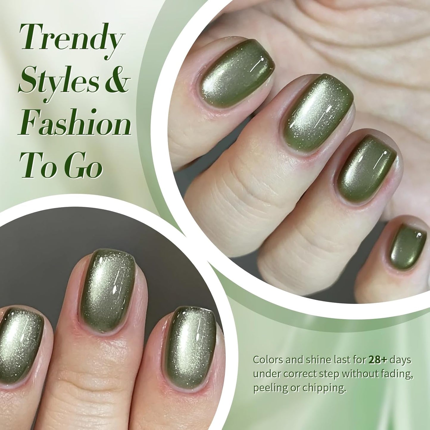 BORN PRETTY Cat Magnetic Eye Gel Nail Polish,Dark Emerald Jelly Glass Magnetic Gel Polish,Green Glitter Soak Off Nail Art Salon Manicure Home Gift 15ml-BrightBean Baby