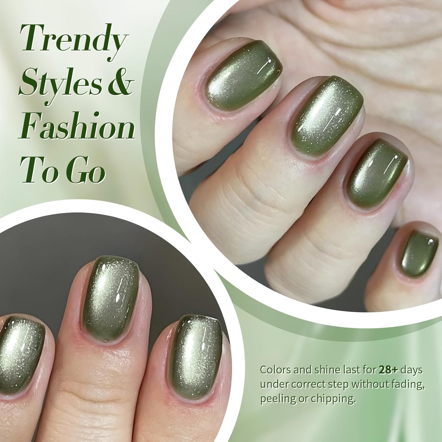 BORN PRETTY Cat Magnetic Eye Gel Nail Polish,Dark Emerald Jelly Glass Magnetic Gel Polish,Green Glitter Soak Off Nail Art Salon Manicure Home Gift 15ml-BrightBean Baby