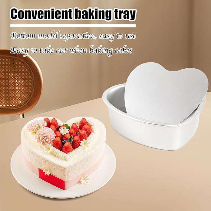 Heart Shaped Cake Pans, 2 Pack Heart Cake Pans Aluminum Cake Pan For Valentine‘S Day Weddings Birthday Party, 8 Inch