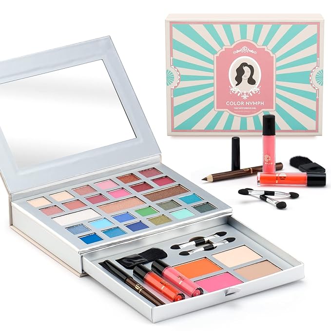 Color Nymph All-in-One Makeup Kit - Perfect for Women, Teens, and Beginners! Unlock Endless Possibilities with 24 Gorgeous Shades of Matte and Shimmer Eyeshadow, Highly Pigmented Lip Glosses, Eyeliner-BrightBean Baby