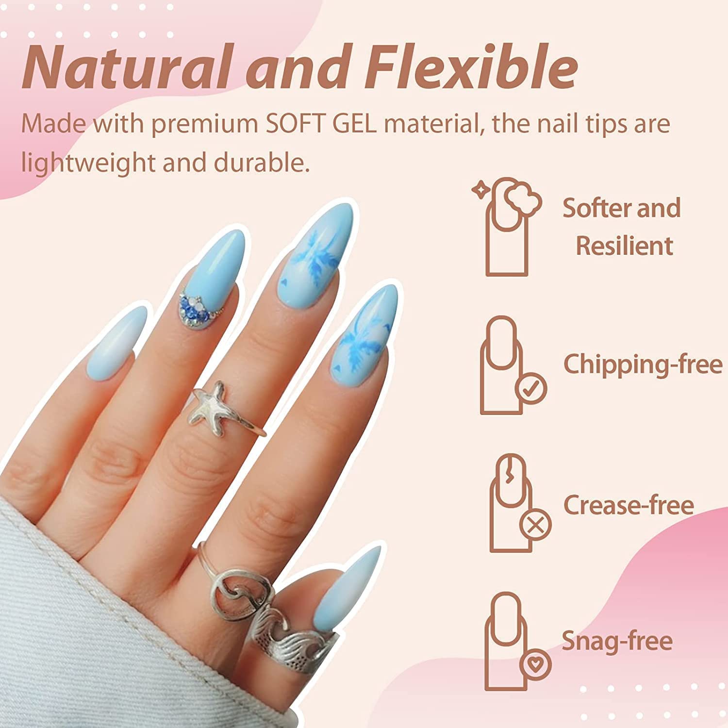 UNA GELLA Almond Gel Nail Tips 600 Pcs Pre-filed Almond Nails Full Cover Press On Nails 12 Sizes Half Matte Clear Fake Soft Gel Nail Tips for Extension Home DIY Salon with Box-BrightBean Baby