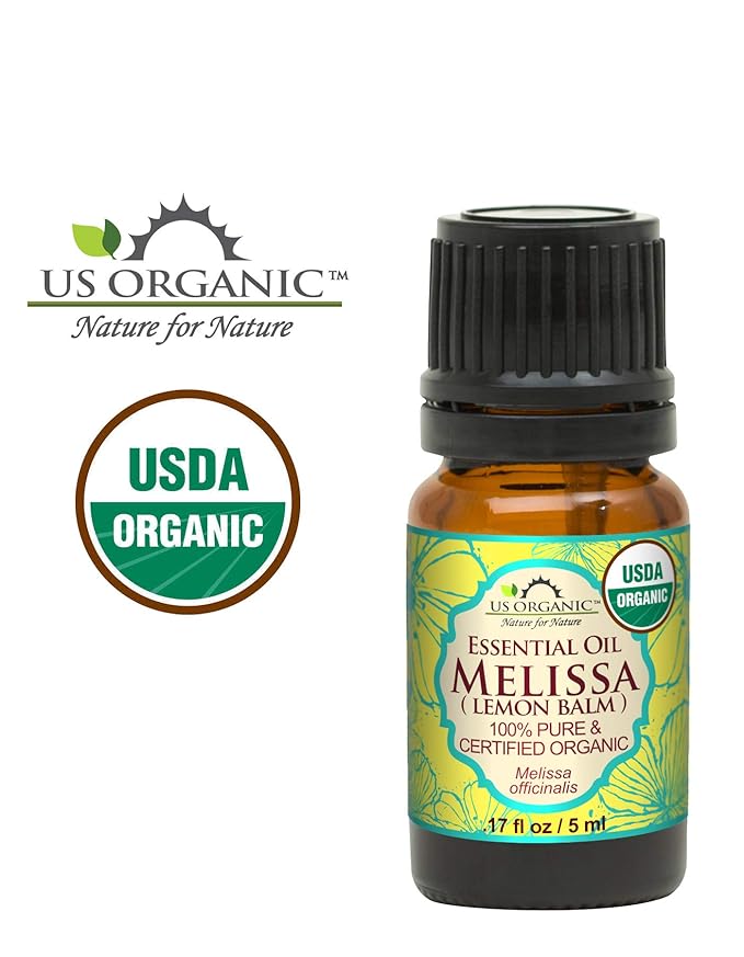US Organic 100% Pure Melissa (Lemon Balm/Sweet Balm) Essential Oil - USDA Certified Organic, Steam Distilled - W/Euro Dropper (5 ml / 1/6 fl oz)-BrightBean Baby
